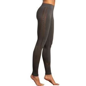 Charcoal Geometric Mesh-Accent Leggings